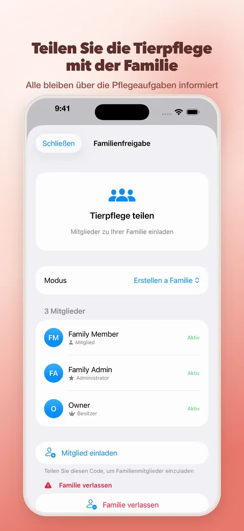 Pflege mit der Familie teilen