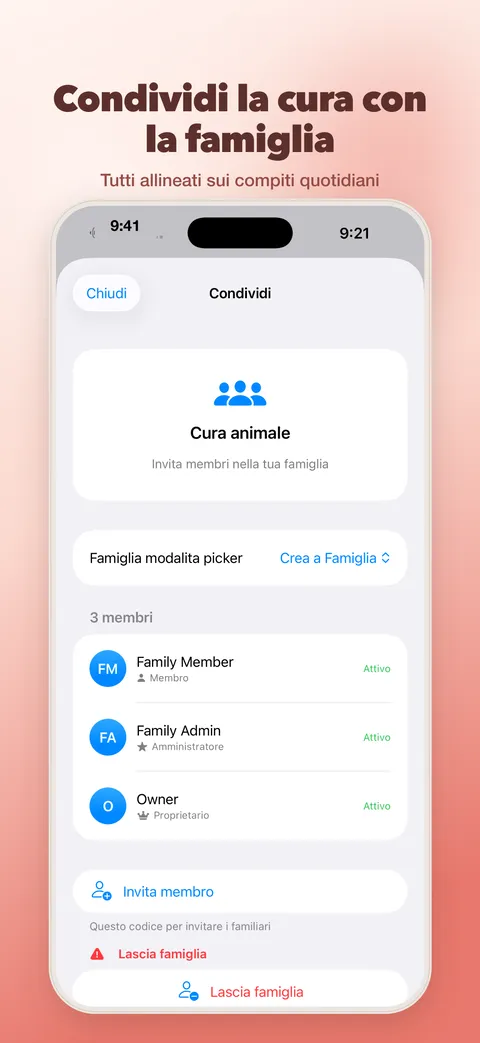 Condividi la cura con la famiglia